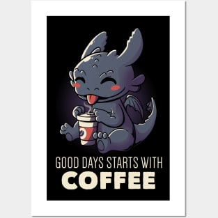 Good Days Starts With Coffee Funny Cute Gift Posters and Art